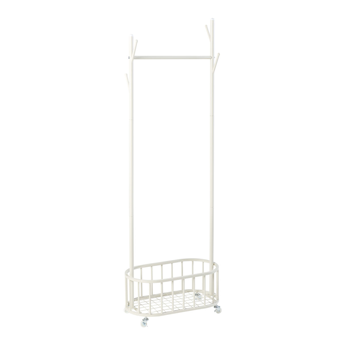 Perchero burro risør con ruedas cesto acero 175x60x32cm - blanco [en.casa]
