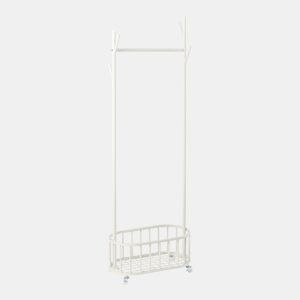 Bengaleiro de burro Risør com rodas cesto de aço 175x60x32cm - Branco en.casa
