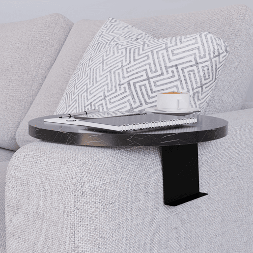 Bandeja ajustável para sofá Kuleskyd Ø34cm - Efeito mármore preto en.casa