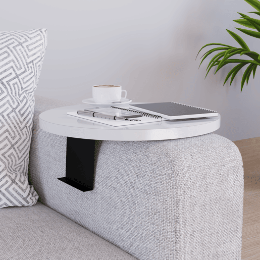 Bandeja ajustável para sofá Kuleskyd Ø34cm - Branco en.casa