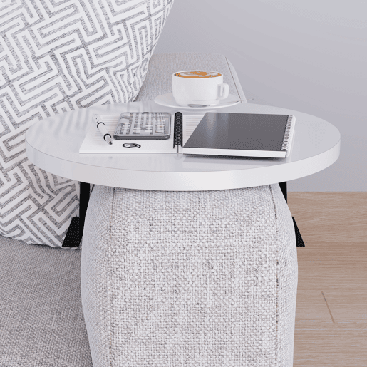 Bandeja ajustável para sofá Kuleskyd Ø34cm - Branco en.casa