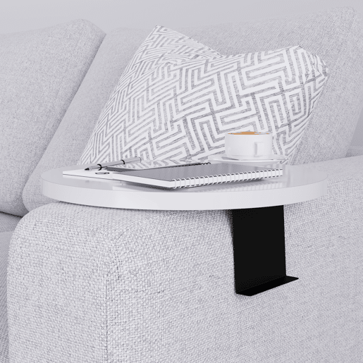 Bandeja ajustável para sofá Kuleskyd Ø34cm - Branco en.casa