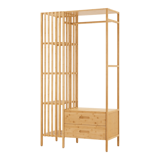 Bengaleiro de burro Varanger com 2 gavetas bambu 185x100x45 cm - Natural en.casa