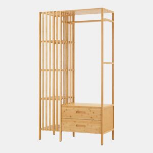 Bengaleiro de burro Varanger com 2 gavetas bambu 185x100x45 cm - Natural en.casa
