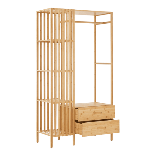 Bengaleiro de burro Varanger com 2 gavetas bambu 185x100x45 cm - Natural en.casa