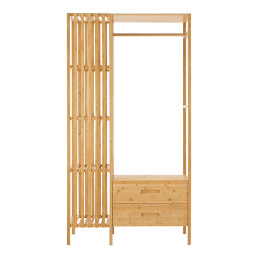Bengaleiro de burro Varanger com 2 gavetas bambu 185x100x45 cm - Natural en.casa