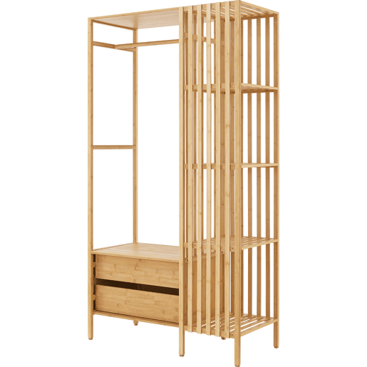 Bengaleiro de burro Varanger com 2 gavetas bambu 185x100x45 cm - Natural en.casa