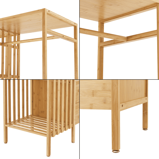 Bengaleiro de burro Varanger com 2 gavetas bambu 185x100x45 cm - Natural en.casa