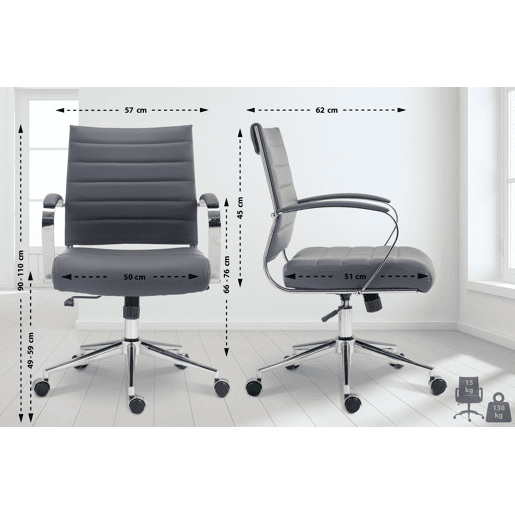 Silla de oficina Oakland Simil cuero Gris 62X57X90 cm