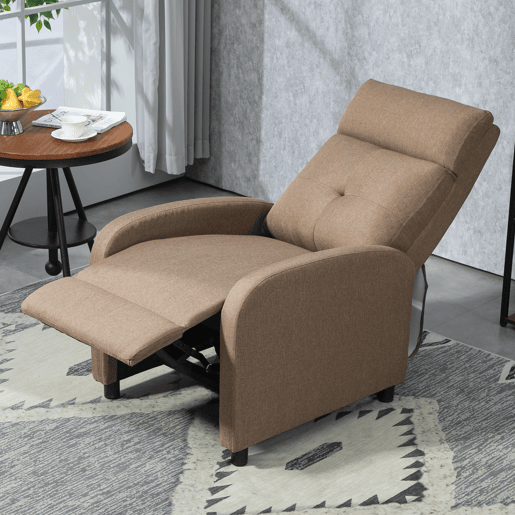 HOMCOM Poltrona Relax Reclinável até 155° Poltrona Reclinável Manual Estofado em Tecido Carga Máxima 150 kg para Pessoas com Altura Inferior 195 cm 67x87x98 cm Marrom