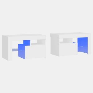 vidaXL Mesas cabeceira c LEDs 2 pcs 70x36,5x40 cm branco