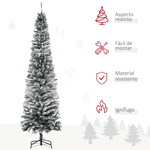 HOMCOM Árvore de Natal 225 cm Árvore de Natal Artificial Nevado com 738 Ramos e Suporte de Metal Árvore de Natal para Sala de Estar Verde e Branco HOMCOM Árvore de Natal 225 cm Árvore de Natal Artificial Nevado com 738 Ramos e Suporte de Metal Árvore de Natal para Sala de Estar Verde e Branco