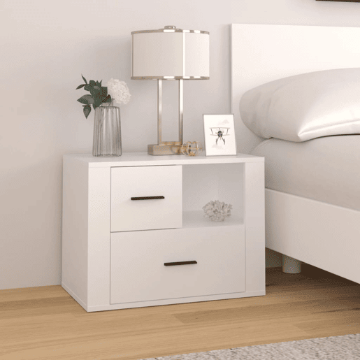 vidaXL Mesa de cabeceira 60x36x45 cm derivados de madeira branco