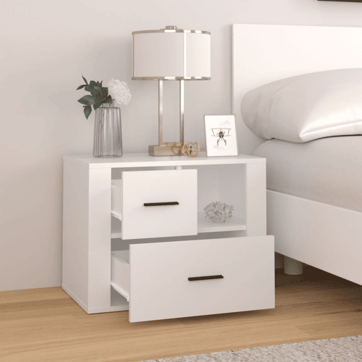 vidaXL Mesa de cabeceira 60x36x45 cm derivados de madeira branco