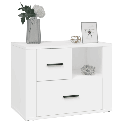 vidaXL Mesa de cabeceira 60x36x45 cm derivados de madeira branco
