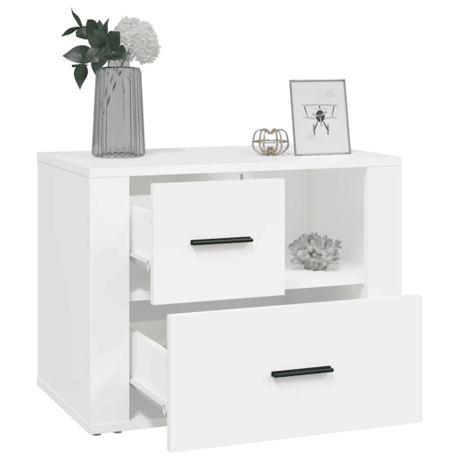vidaXL Mesa de cabeceira 60x36x45 cm derivados de madeira branco