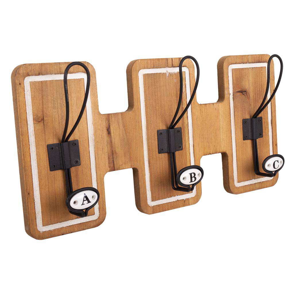 Percha de madera y metal marrón 40x7x20