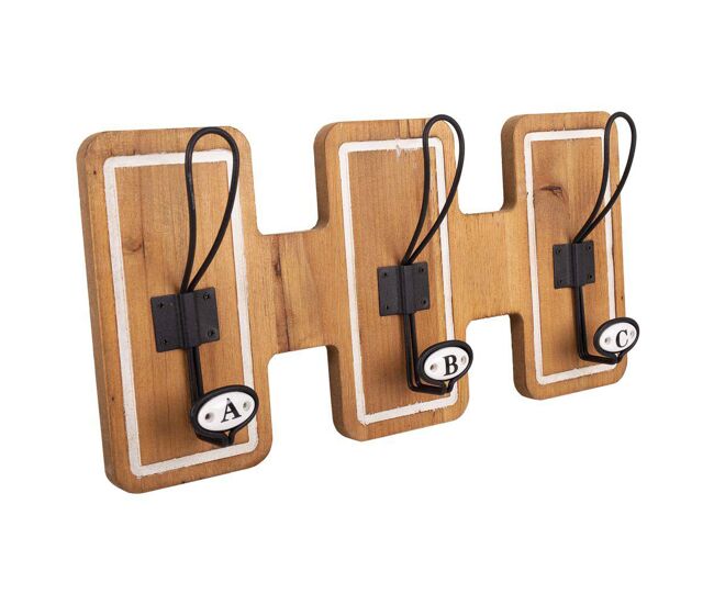 Percha de madera y metal marrón 40x7x20