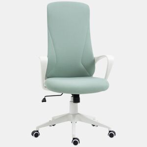 Vinsetto Cadeira de Escritório Giratória com Altura Ajustável Cadeira de Escritório Ergonómica com Apoio para os Braços Função de Inclinação e Encosto Alto 62x56x110-119,5 cm Verde