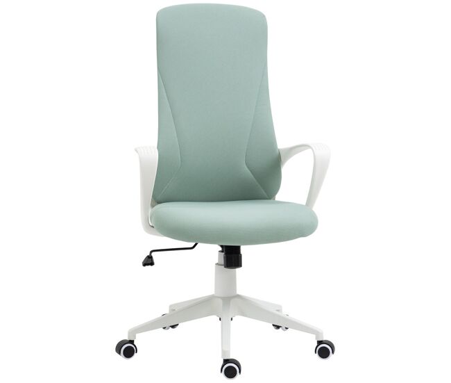 Vinsetto silla de oficina giratoria silla de escritorio juvenil con altura ajustable función de basculante reposabrazos y respaldo alto 62x56x110-119,5 cm verde