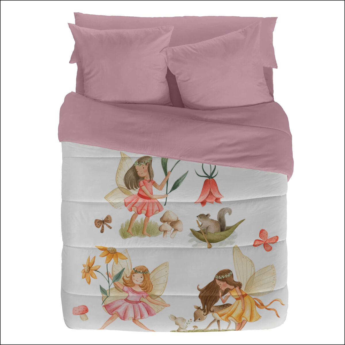 Naturals - edredón estampado infantil cama 105 - microfibra poliéster - 300 gr -fabricado en españa - flora