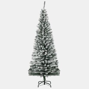 HOMCOM Árvore de Natal 180 cm Árvore de Natal Artificial Nevado com 492 Ramos e Suporte de Metal Árvore de Natal para Sala de Estar Verde e Branco