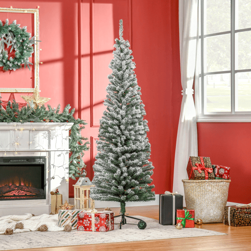 HOMCOM Árvore de Natal 180 cm Árvore de Natal Artificial Nevado com 492 Ramos e Suporte de Metal Árvore de Natal para Sala de Estar Verde e Branco HOMCOM Árvore de Natal 180 cm Árvore de Natal Artificial Nevado com 492 Ramos e Suporte de Metal Árvore de Natal para Sala de Estar Verde e Branco