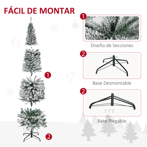 HOMCOM Árvore de Natal 180 cm Árvore de Natal Artificial Nevado com 492 Ramos e Suporte de Metal Árvore de Natal para Sala de Estar Verde e Branco HOMCOM Árvore de Natal 180 cm Árvore de Natal Artificial Nevado com 492 Ramos e Suporte de Metal Árvore de Natal para Sala de Estar Verde e Branco