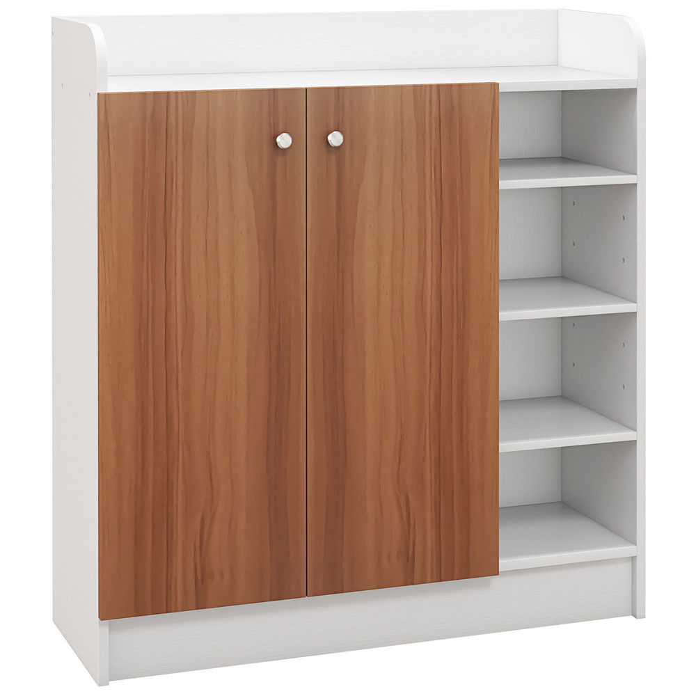 Homcom mueble zapatero de 2 puertas zapatero estrecho con estantes ajustables para 12 pares de zapatos para pasillo entrada 83x30x90 cm natural