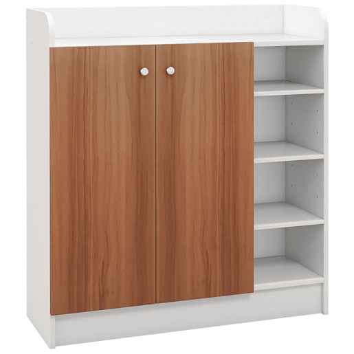 HOMCOM Sapateira Armário Multiuso com 2 Portas Prateleiras Interiores e 4 Prateleiras Exteriores com Altura Ajustável 83x30x90 cm Madeira