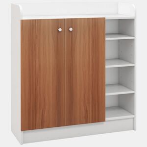HOMCOM Sapateira Armário Multiuso com 2 Portas Prateleiras Interiores e 4 Prateleiras Exteriores com Altura Ajustável 83x30x90 cm Madeira