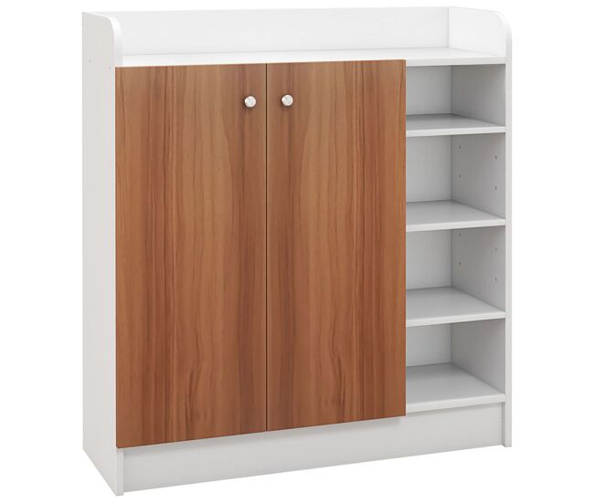 Homcom zapatero estrecho de 2 puertas zapatero estrecho con estantes ajustables para 12 pares de zapatos para pasillo entrada 83x30x90 cm natural