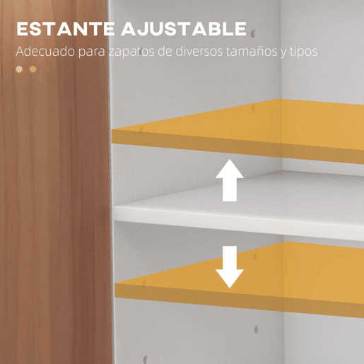 HOMCOM Sapateira Armário Multiuso com 2 Portas Prateleiras Interiores e 4 Prateleiras Exteriores com Altura Ajustável 83x30x90 cm Madeira
