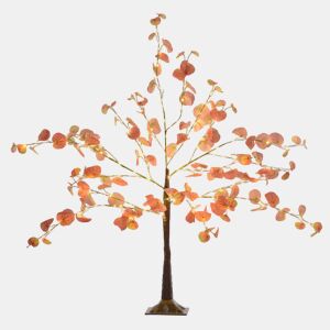 HOMCOM Árvore de Eucalipto Artificial 120 cm Árvore Artificial com 175 Luzes LED e Base Decoração para Interior e Exterior Laranja e Marrom