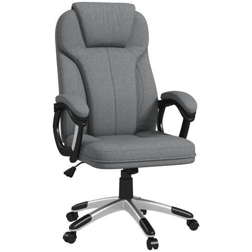 Vinsetto Cadeira de Escritório Giratória Cadeira de Escritório Ergonómica com Altura Ajustável Apoio para os Braços e Encosto Acolchoado de Linho Sintético 66x75x110-120 cm Cinza