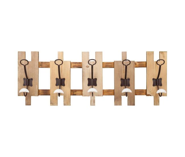 Percha de madera de 5 ganchos 70x10x25
