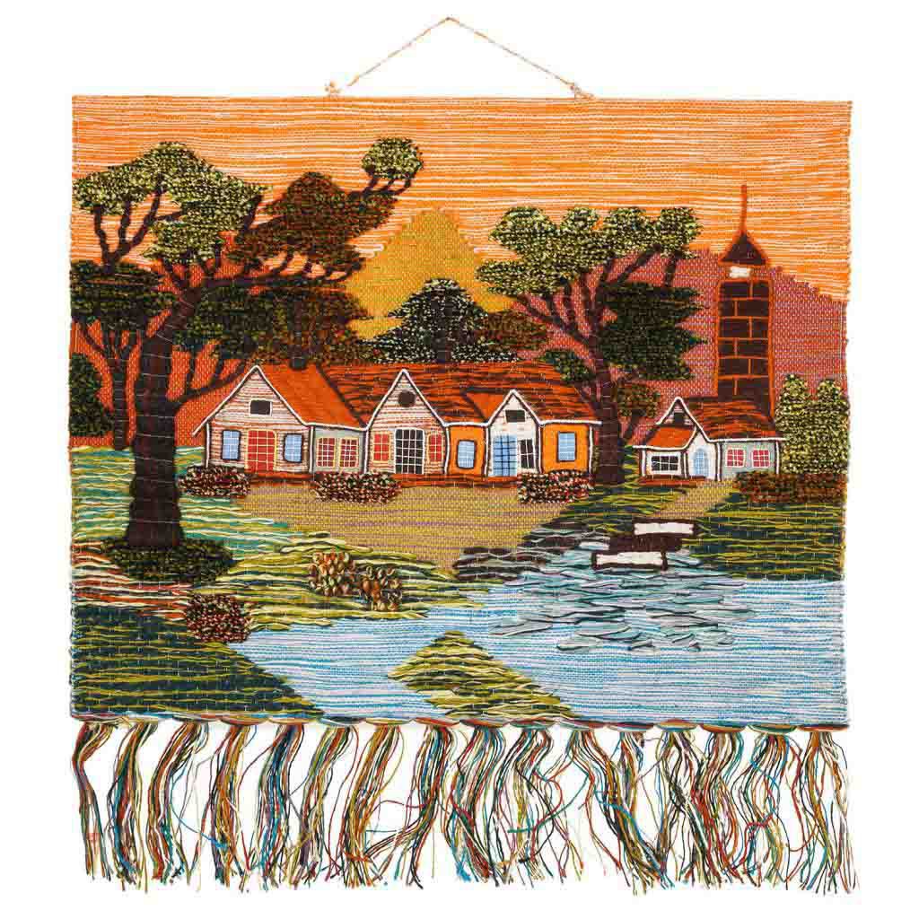 Tapiz de yute tejido decorativo 100x80cm