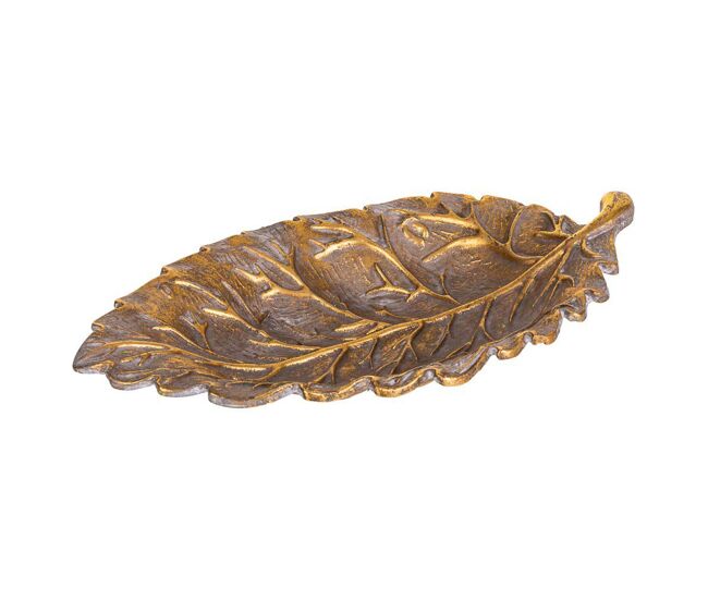 Hoja decoración dorada 15.5x9.5x1.8