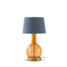 Candeeiro De Mesa De Vidro Laranja Com Abajur De Algodão Azul