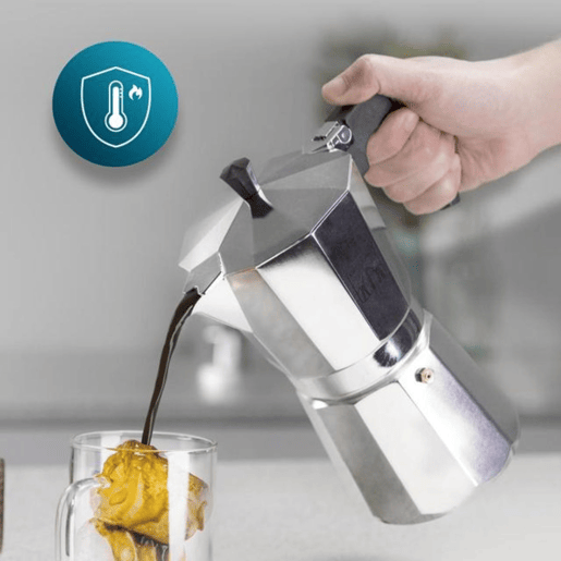 Cecotec Cafeteira italiana de alumínio com capacidade para 12 chávenas de café, fácil de limpar e apta para todo o tipo de fogões.