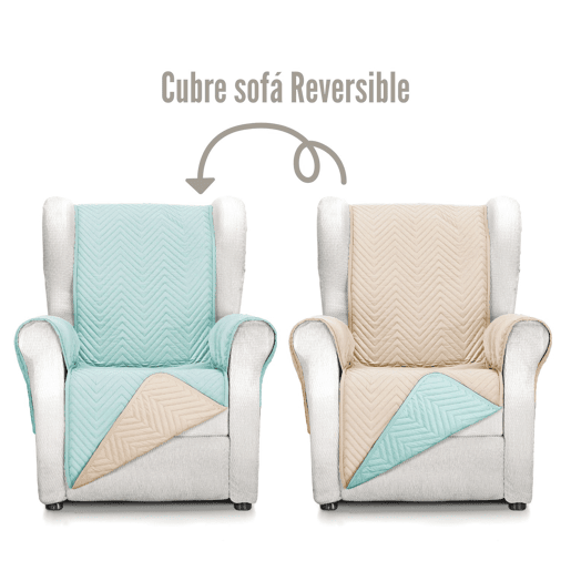 Capa reversível para sofá de 1 lugar Mont Aquamarine-Bege Donegal Collections