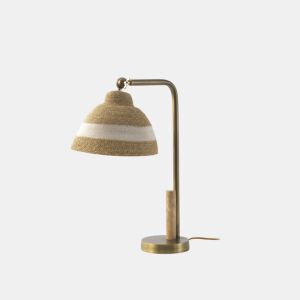 Candeeiro De Mesa Com Abajur De Fibra Natural Trançada