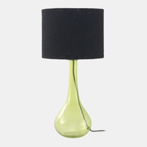 Candeeiro De Mesa De Vidro Verde Com Abajur De Algodão Preto