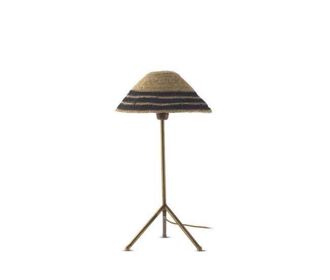 Lámpara de mesa de fibra natural trenzada con pantalla
