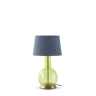 Candeeiro De Mesa De Vidro Verde Com Abajur De Algodão Azul