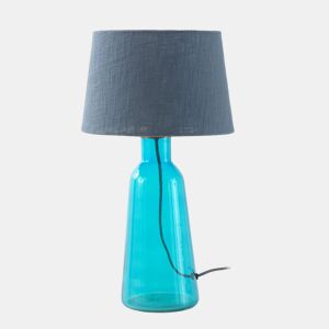 Candeeiro De Mesa De Vidro Azul Com Abaixo De Algodão Azul