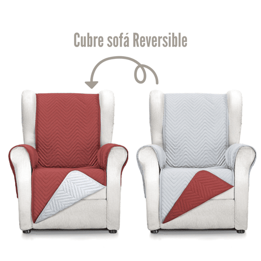 Capa reversível para sofá de 1 lugar Mont Rojo-Cinza Donegal Collections
