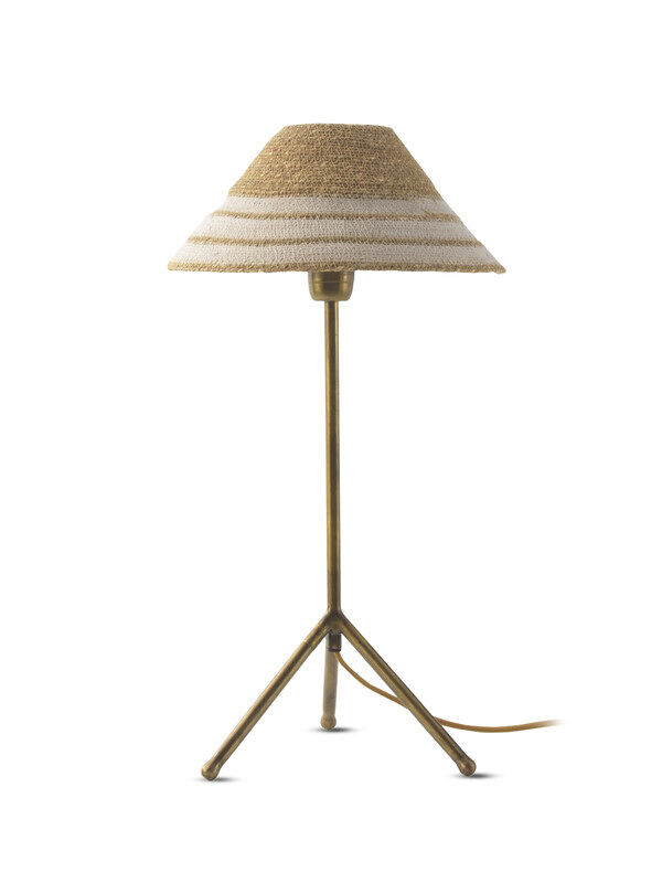 Lámpara de mesa con pantalla de fibra natural trenzada