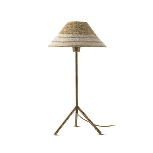 Candeeiro De Mesa Com Abajur De Fibra Natural Trançada