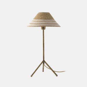 Candeeiro De Mesa Com Abajur De Fibra Natural Trançada